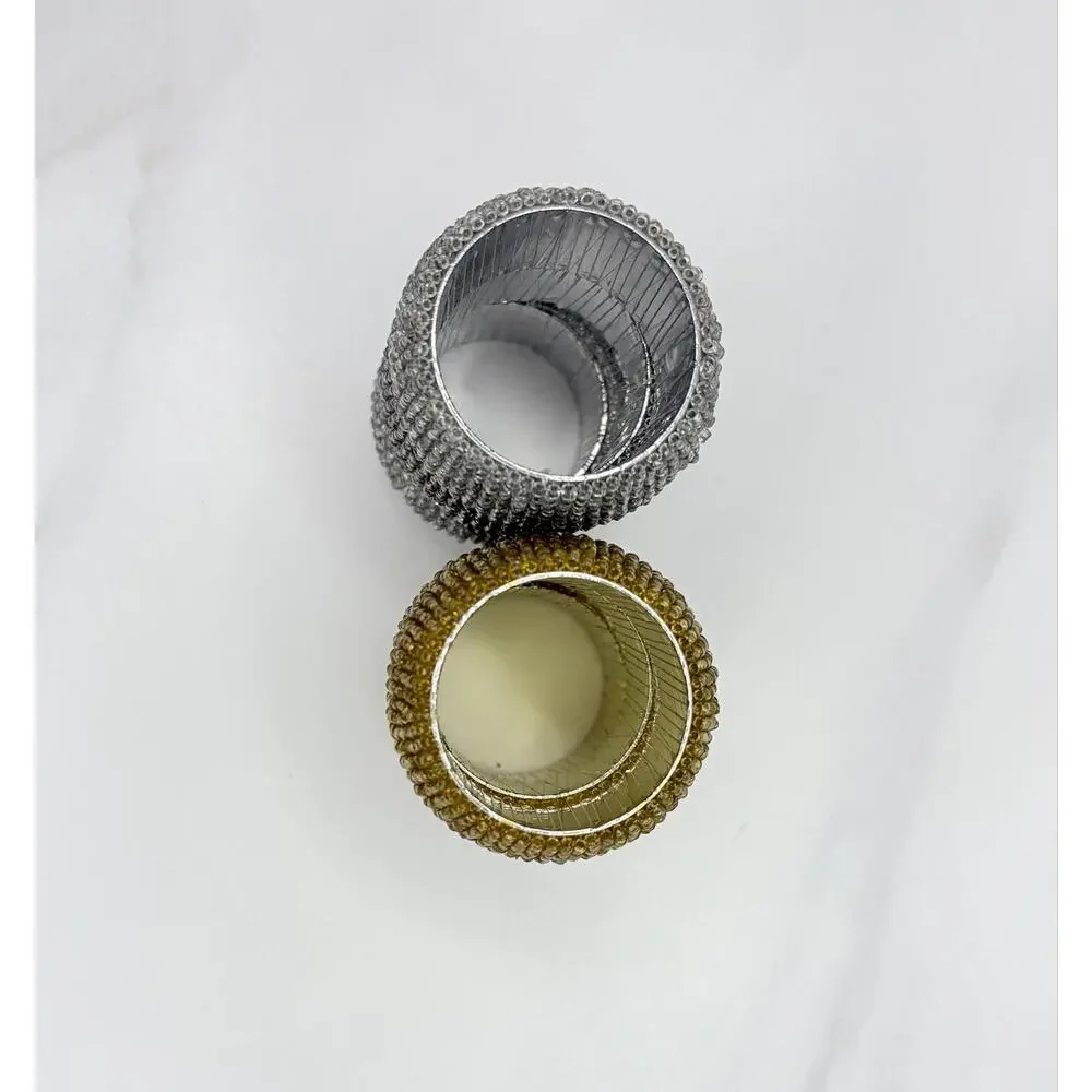 Vintage Glass Seed Bead Napkin Rings – Set of 6 (Gold & Silver Mix)